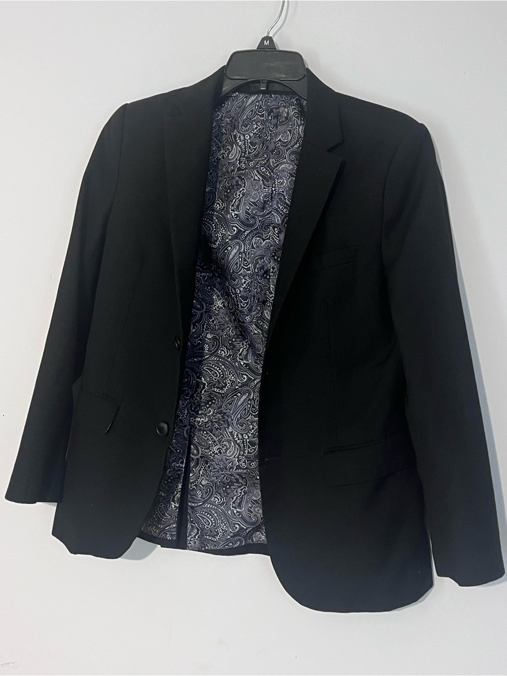 Classic Black Boys Suit Jacket with Paisley Lining